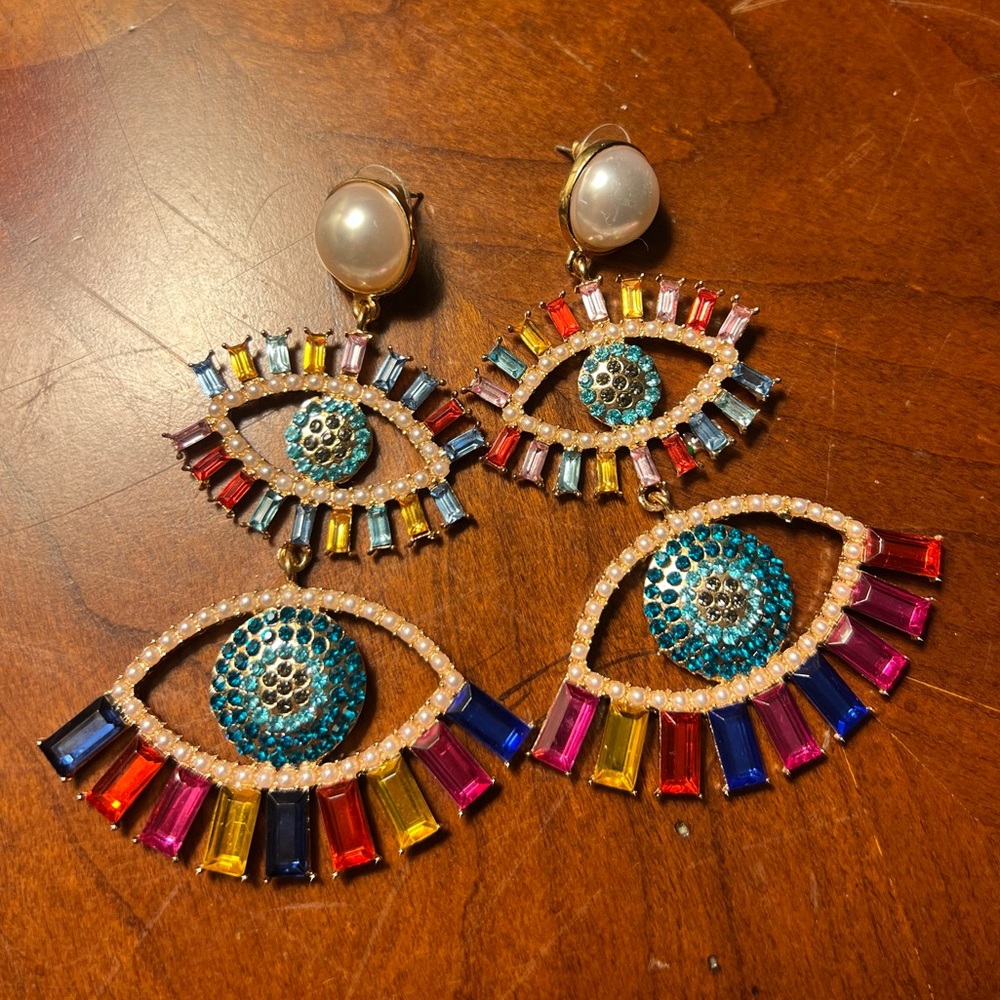 EYE Design Drop Colorful Earrings With Colorful stones